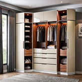 Trueliving 4 Door Corner Designer wardrobe Laminated Finish & PU Finish (6Ft *2Ft *9Ft -1828.8MM X 609MM X 2743.2MM)